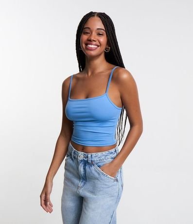 Top Cropped de Poliamida con Breteles Finos
