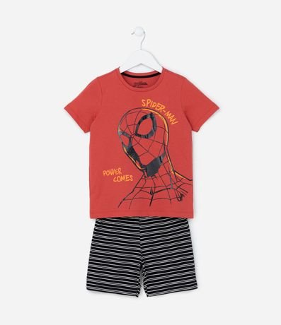 Pijama Infantil Corto en Algodón Estampado del Spider-Man - Talle 3 a 10 años