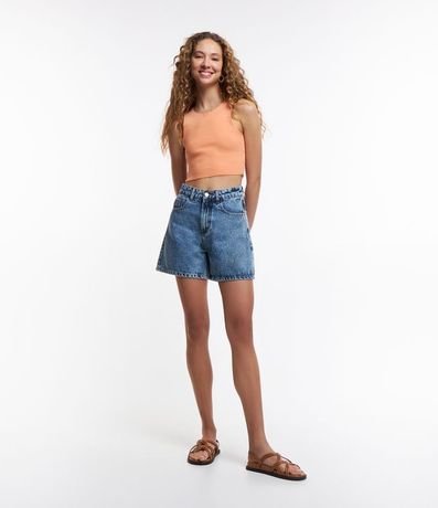 Blusa Cropped sin Mangas en Algodón Acanalado 2