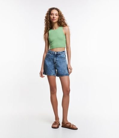Blusa Cropped sin Mangas en Algodón Acanalado 2