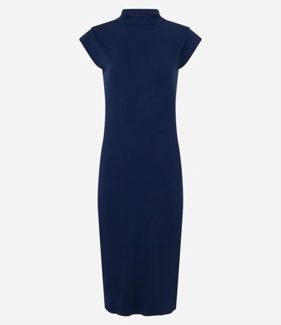 Vestido Midi sin Manga en Rib con Cuello Alto 6