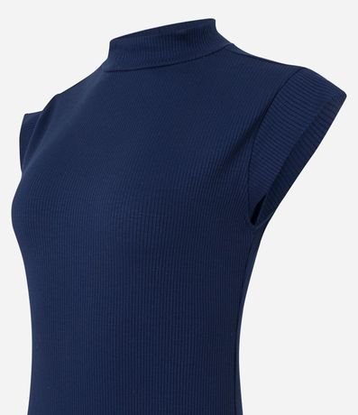 Vestido Midi sin Manga en Rib con Cuello Alto 7