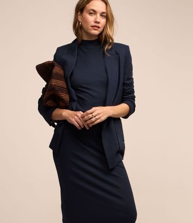 Vestido Midi sin Manga en Rib con Cuello Alto 3