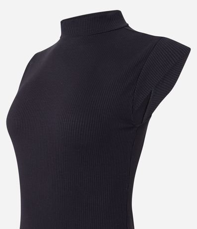 Vestido Midi sin Manga en Rib con Cuello Alto 6