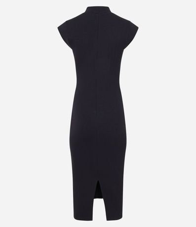 Vestido Midi sin Manga en Rib con Cuello Alto 7