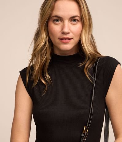 Vestido Midi sin Manga en Rib con Cuello Alto 3