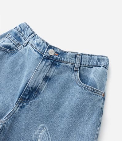 Pantalón Wide Leg Infantil Jeans con Estampado de Mariposas - Talle 4 a 14 años 3