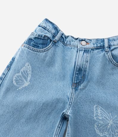Pantalón Wide Leg Infantil Jeans con Estampado de Mariposas - Talle 4 a 14 años 5