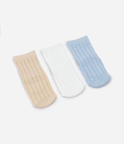 Kit 03 Medias Infantiles en Algodón Acanaladas - Talle 0 a 12 meses 1