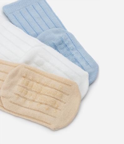 Kit 03 Medias Infantiles en Algodón Acanaladas - Talle 0 a 12 meses 3