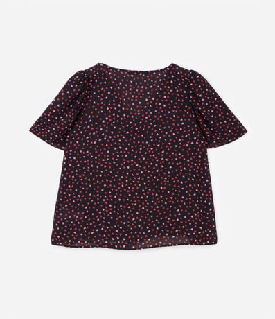 Blusa en Crepé Estampado de Corazones y Manga Abullonada Curve & Plus Size 6