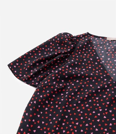 Blusa en Crepé Estampado de Corazones y Manga Abullonada Curve & Plus Size 7