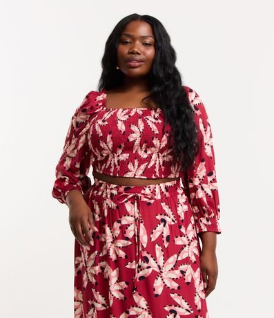 Blusa Manga 3/4 en Viscosa con Flores Estampadas Curve & Plus Size 3