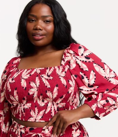 Blusa Manga 3/4 en Viscosa con Flores Estampadas Curve & Plus Size 4