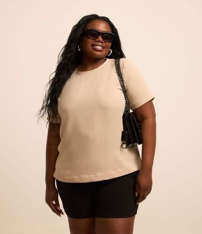 Blusa Manga Corta Texturizada con Detalle en el Cuello Curve & Plus Size