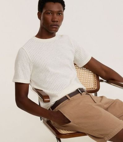 Remera Regular con Textura de Encaje