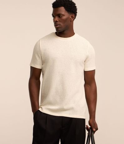 Remera Regular con Textura de Encaje 2