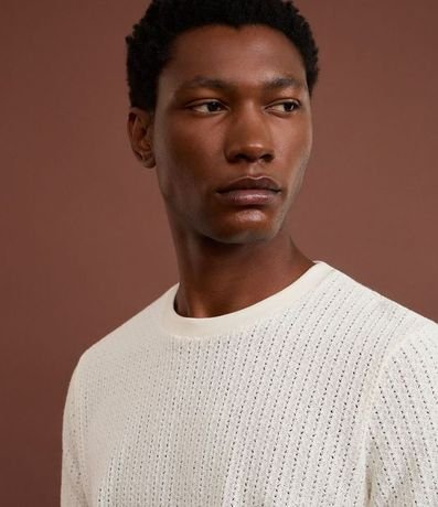 Remera Regular con Textura de Encaje 5