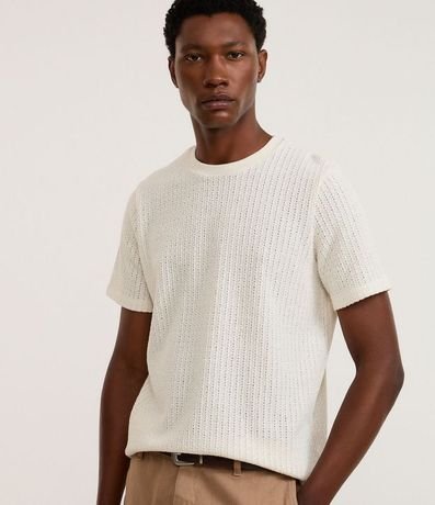 Remera Regular con Textura de Encaje 7