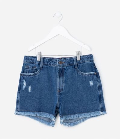 Short Infantil en Jeans con Bajo Deshilachado - Talle 5 a 10 años