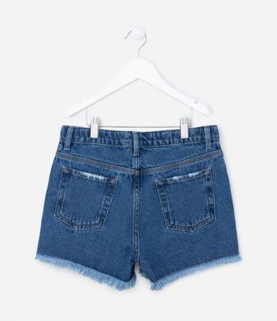 Short Infantil en Jeans con Bajo Deshilachado - Talle 5 a 10 años 2