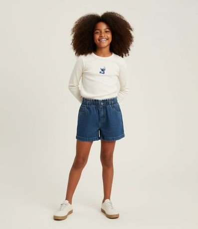 Short Clochard Infantil en Jeans con Bajo Plegado - Talle 5 a 14 años