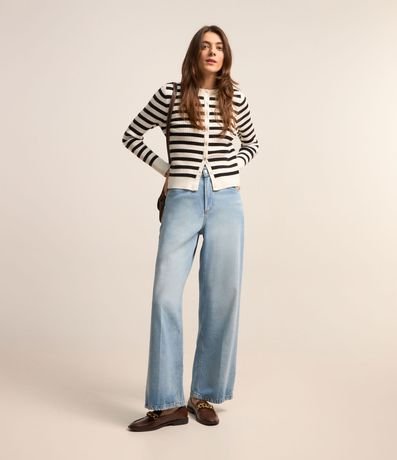 Pantalón Wide Leg en Jeans con Bolsillos