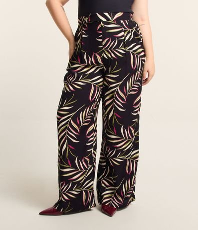 Pantalón Pantalona en Viscosa Estampada de Follaje Curve & Plus Size 2