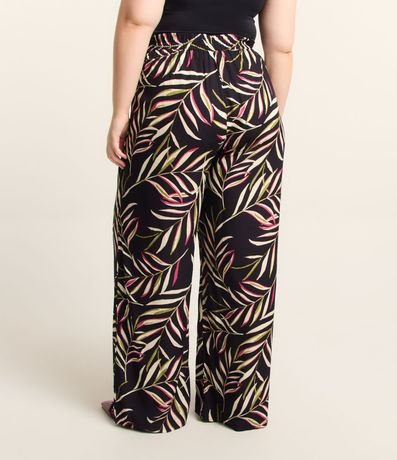 Pantalón Pantalona en Viscosa Estampada de Follaje Curve & Plus Size 3