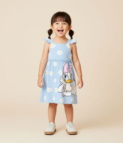 Vestido Infantil en Algodón Estampa de Daisy y Margaritas- Talle 1 a 6 años