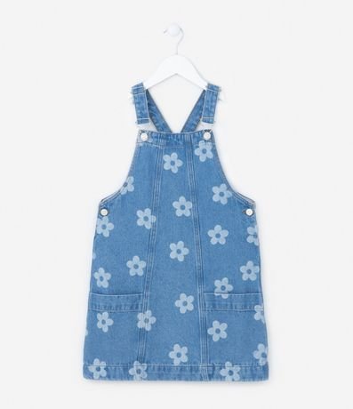 Peto Infantil en Jeans con Estampado Flores - Talle 5 a 14 años