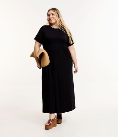 Vestido Midi en Crepé con Cuello de Punto Curve & Plus Size