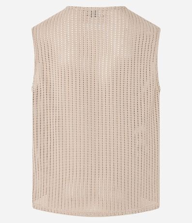 Musculosa Regular en Algodón con Textura Rendada 10