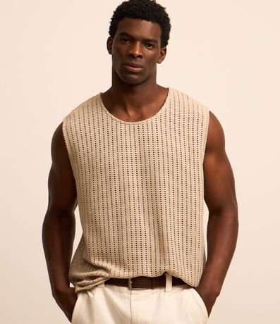 Musculosa Regular en Algodón con Textura Rendada 1