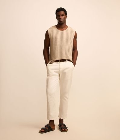 Musculosa Regular en Algodón con Textura Rendada 2