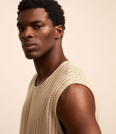 Musculosa Regular en Algodón con Textura Rendada 3