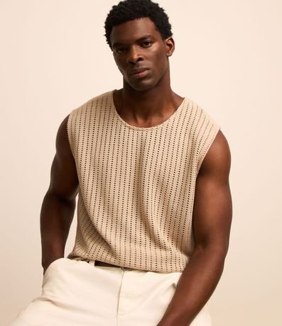 Musculosa Regular en Algodón con Textura Rendada 5