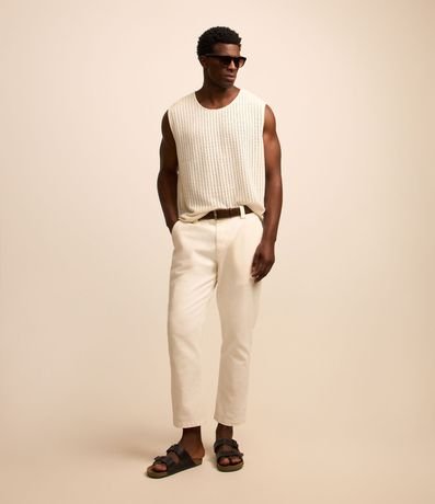 Musculosa Regular en Algodón con Textura Rendada 3