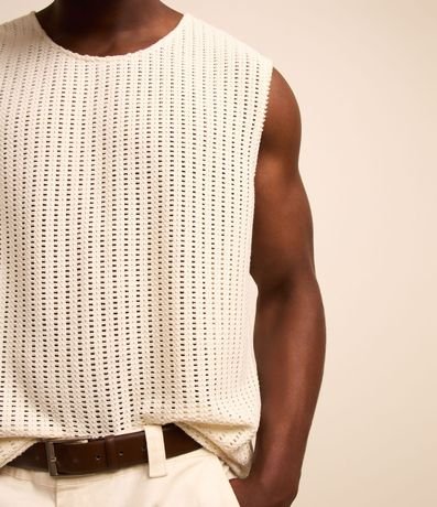 Musculosa Regular en Algodón con Textura Rendada 4