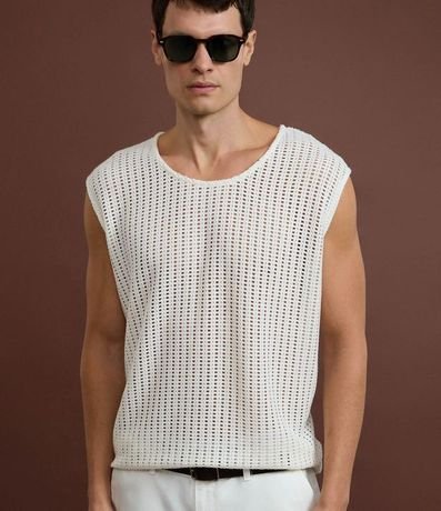 Musculosa Regular en Algodón con Textura Rendada 6