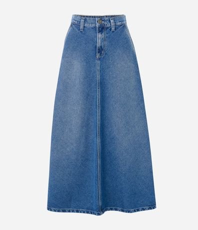 Pollera Midi Evasê en Jeans con Recorte en el Biés 5