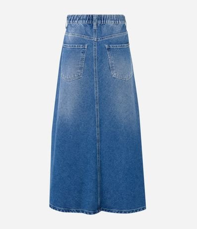 Pollera Midi Evasê en Jeans con Recorte en el Biés 6