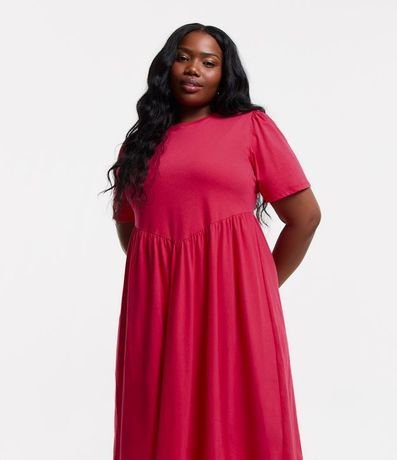 Vestido Midi en Media Malla con Manga Abullonada Curve & Plus Size 2