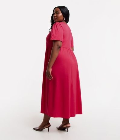 Vestido Midi en Media Malla con Manga Abullonada Curve & Plus Size 3