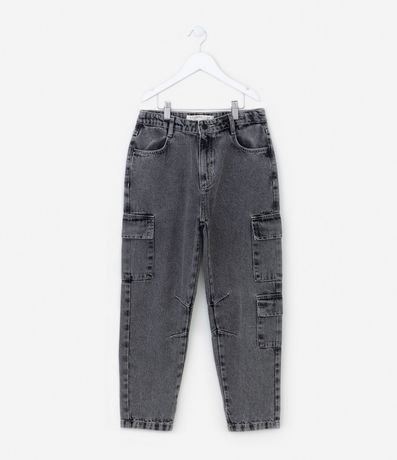 Pantalón Slouchy Infantil en Jeans con Bolsillo Cargo - Talle 5 a 14 años