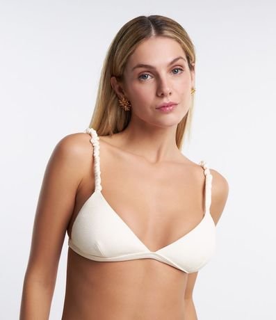 Bikini Top Triángulo Texturizado con Breteles Fruncidos