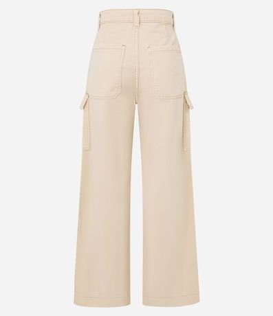Pantalón Wide Leg Cintura Alta en Sarga con Bolsillos Cargo 7