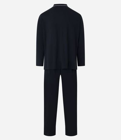 Pijama Largo en Media Malla con Contraste en la Vista 6