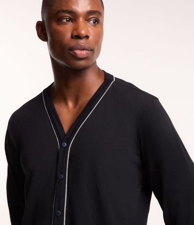 Pijama Largo en Media Malla con Contraste en la Vista 3