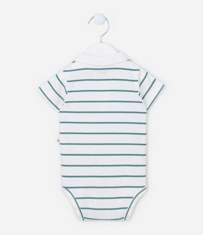 Body Corto Infantil con Cuello Polo y Estampa Rayada - Talle 0 a 18 meses 2